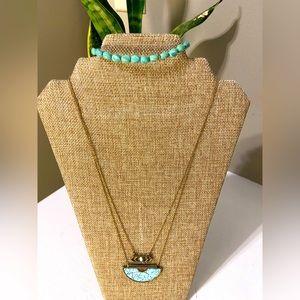 Boho blue long necklace